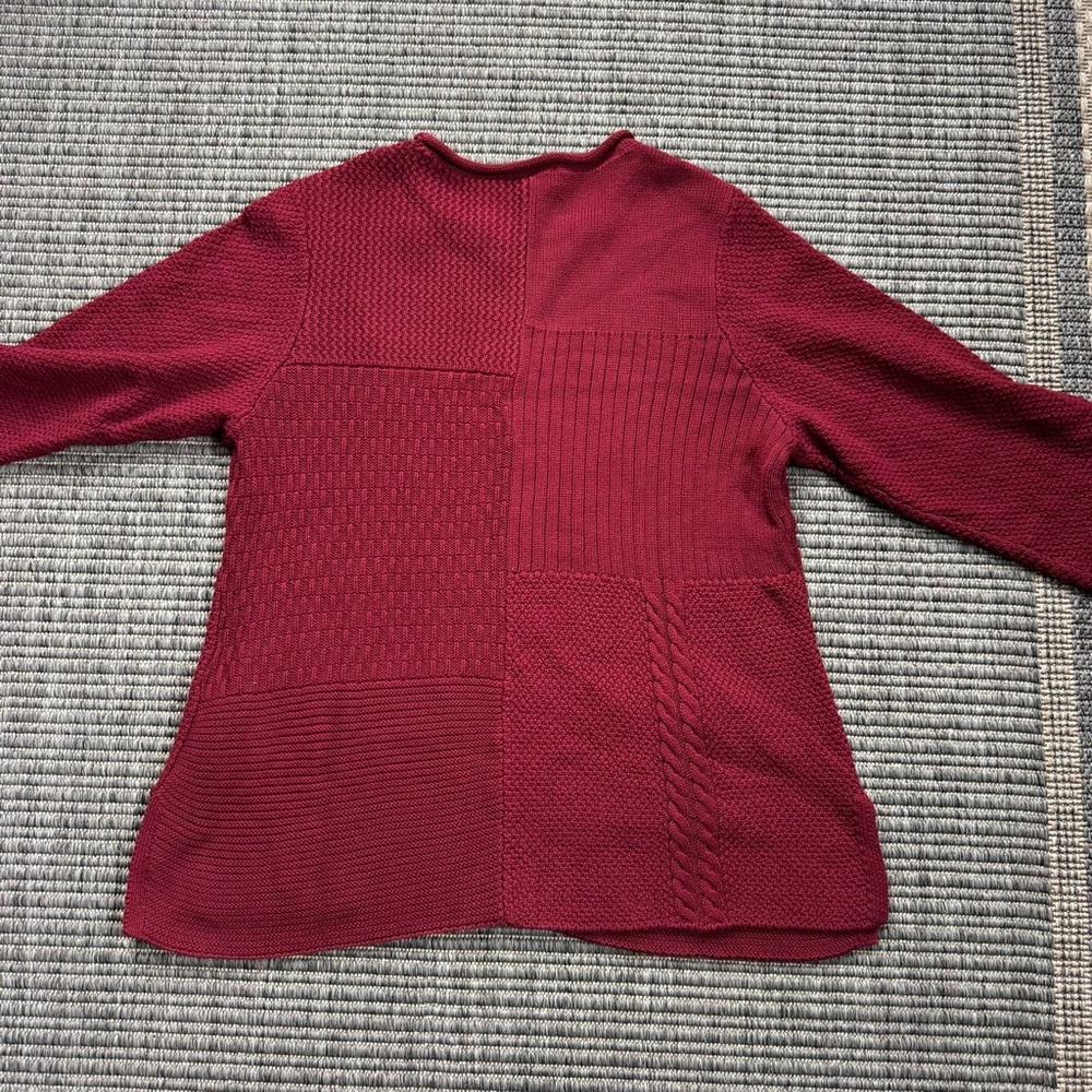 Appleseed's Deep Red Patchwork Sweater - image 2